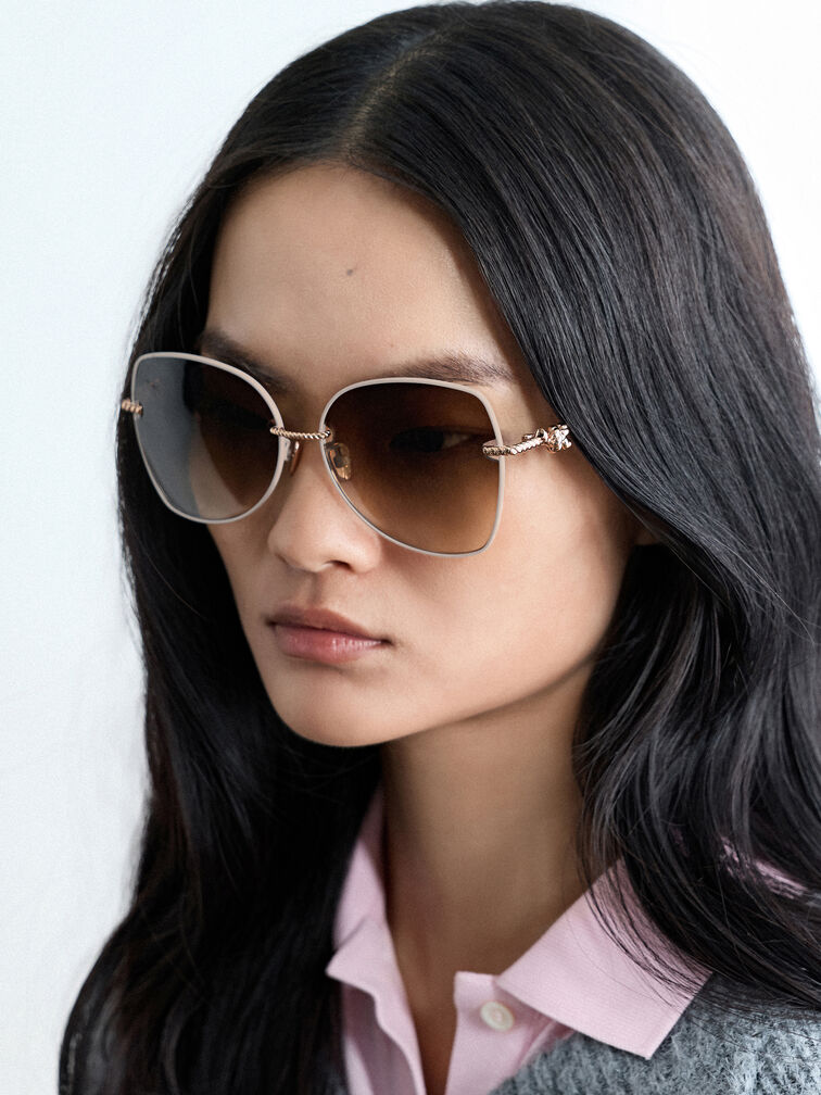 Sable Knot Butterfly Sunglasses, Cream, hi-res