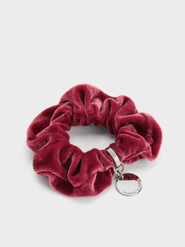 Velvet Scrunchie, Pink, hi-res
