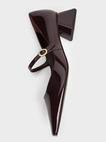 Roxane Patent Square-Toe Mary Janes, Maroon, hi-res