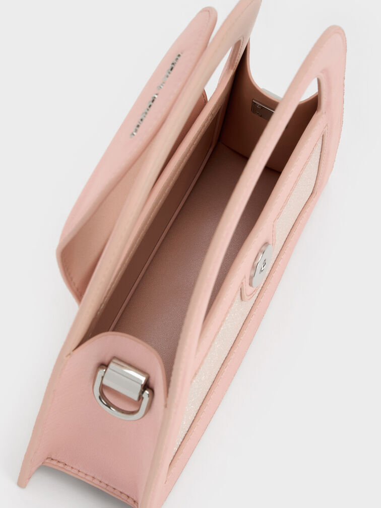 Este Glittered Top Handle Bag, Pink, hi-res