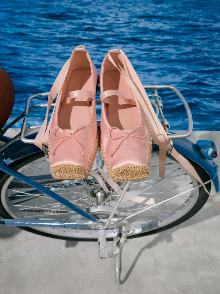 Bernadine Recycled Polyester Tie-Around Espadrille Flats, Pink, hi-res