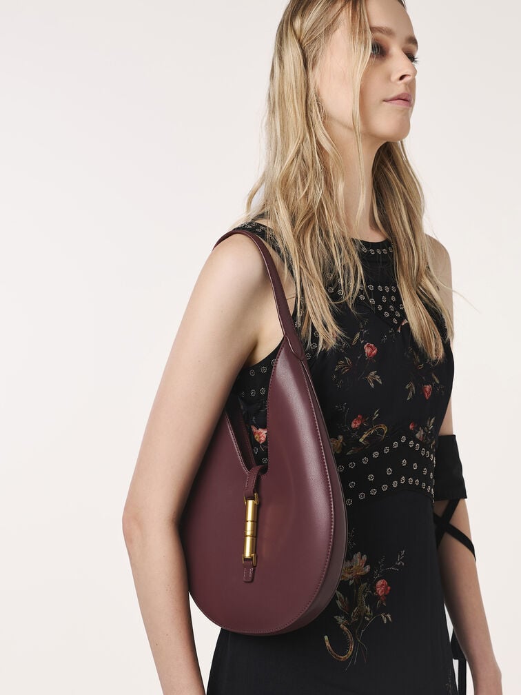 Cesia Metallic-Accent Hobo Bag, Wineberry Red, hi-res