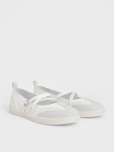 Tiggy Mesh Two-Tone Ballet Sneakers, White, hi-res