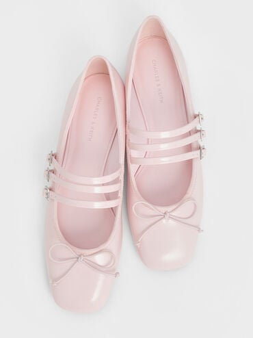 Triple-Strap Mary Janes, Light Pink, hi-res