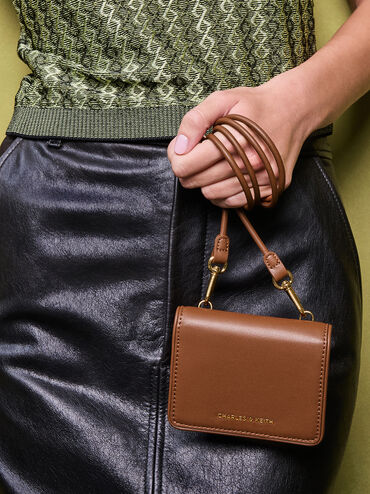 Lyla Knotted-Strap Wallet, Chocolate, hi-res