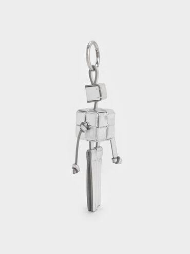 Ivette Woven Robot Bag Charm, Silver, hi-res