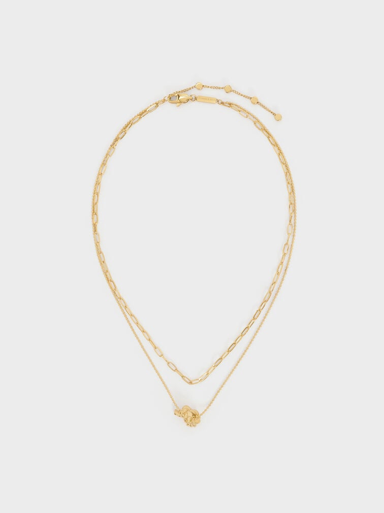 Sable Rope-Knot Double-Chain Necklace, Gold, hi-res