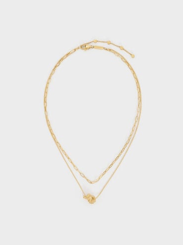 Sable Rope-Knot Double-Chain Necklace, Gold, hi-res