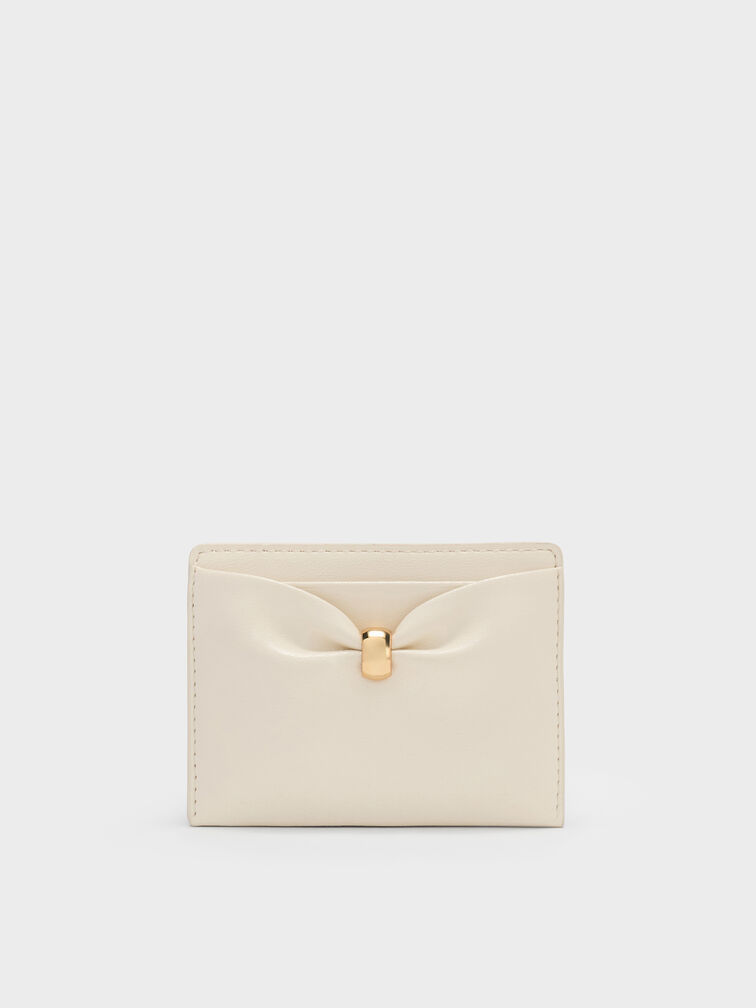 Halsey Ruched Card Holder, Cream, hi-res