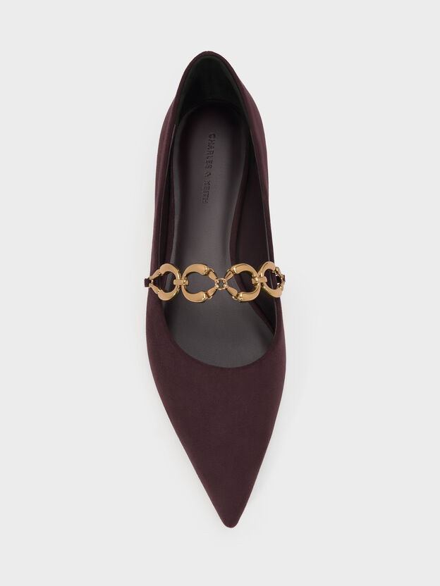 Faux Suede Metallic-Accent Ballet Flats, Burgundy, hi-res