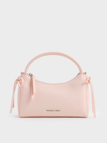 Hazel Bow Top Handle Bag, Soft Pink, hi-res