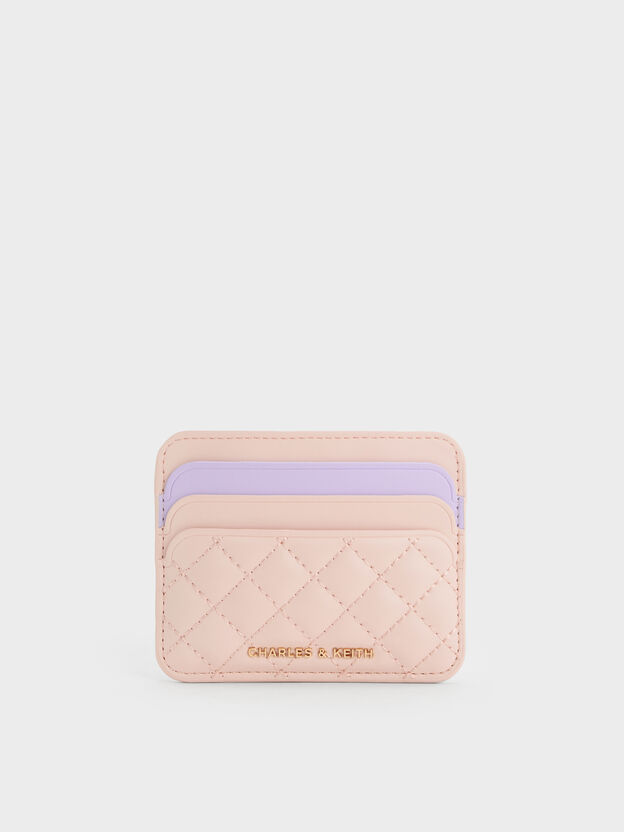 Cleo Two-Tone Quilted Card Holder, Soft Pink, hi-res