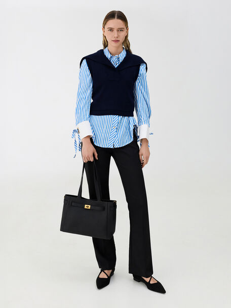 Dinora Belted Tote Bag, Black, hi-res
