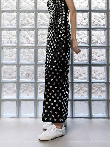 Cece Heart-Motif Sheer-Lace Sneakers, White, hi-res