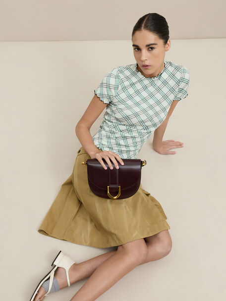 Gabine Leather Saddle Bag, Plum, hi-res