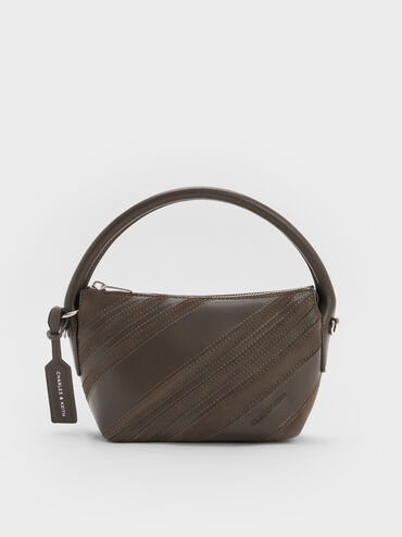 Zeya Recycled Suede Top Handle Bag, Dark Moss, hi-res