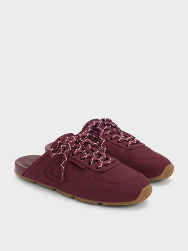 Lace-Up Slip-On Sneakers, Burgundy, hi-res