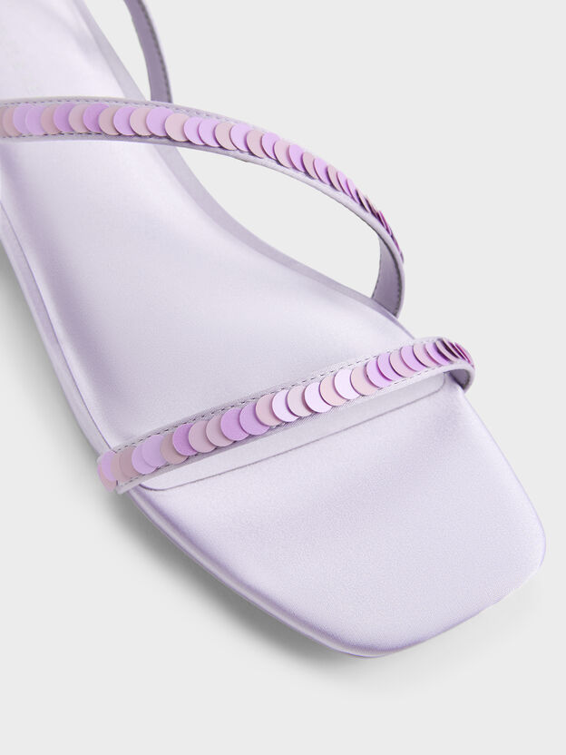 Briella Sequinned Strappy Sandals, Lilac, hi-res