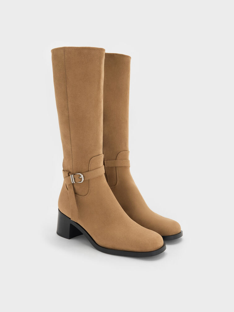 Eliza Faux Suede Knee-High Boots, Sand, hi-res
