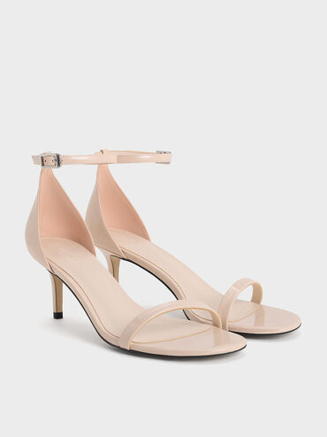Patent Stiletto-Heel Ankle-Strap Sandals, Nude, hi-res