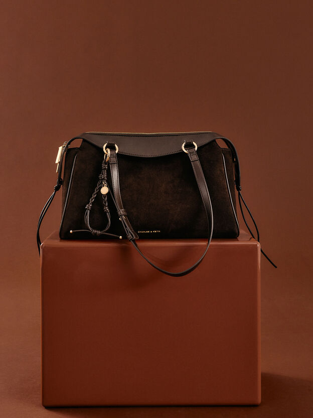 Haylen Braided-Charm Tote Bag, Espresso Brown, hi-res