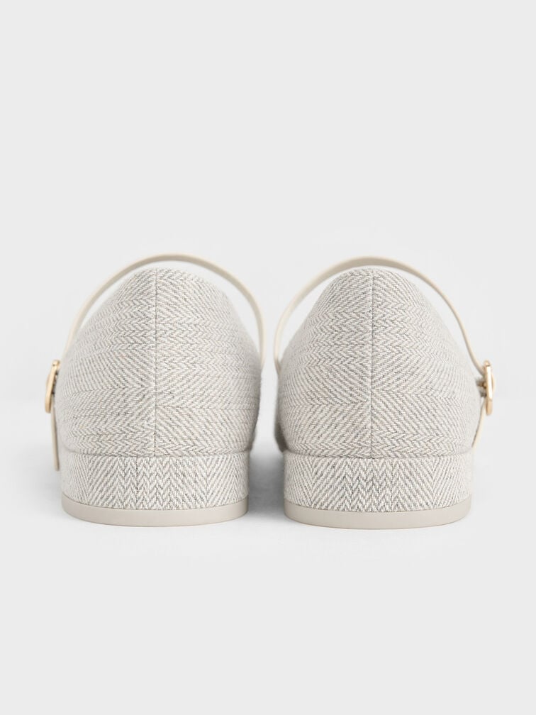 Gertrude Tweed Round-Toe Mary Janes, Light Grey, hi-res