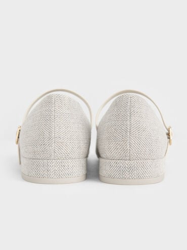 Gertrude Tweed Round-Toe Mary Janes, Light Grey, hi-res