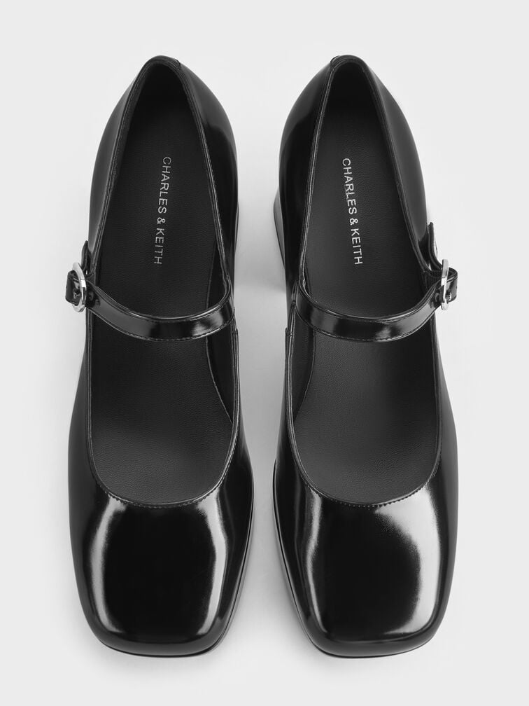 Platform Block-Heel Mary Jane Pumps, Black Box, hi-res