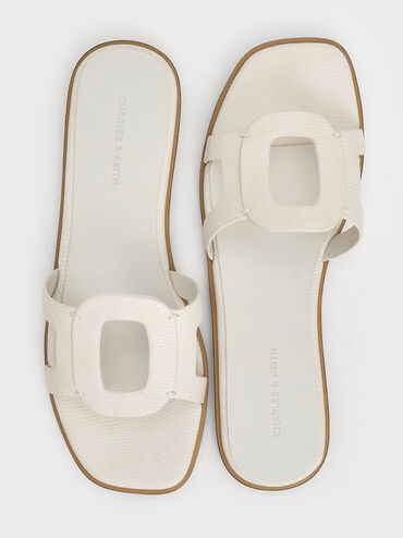 Easley Croc-Effect Cut-Out Slide Sandals, Animal Print White, hi-res