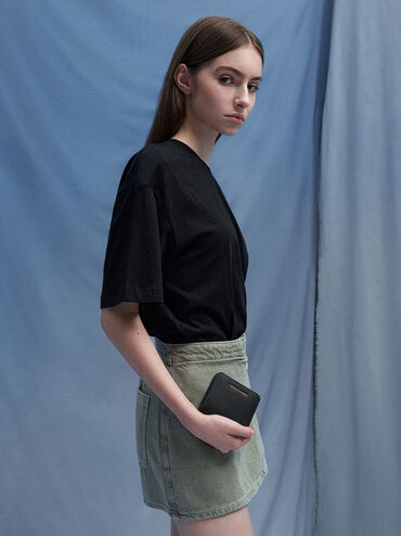 Keely Top Zip Small Wallet, Black, hi-res