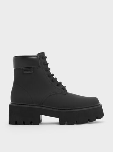 Ripley Ridged-Sole Ankle Boots, Black, hi-res