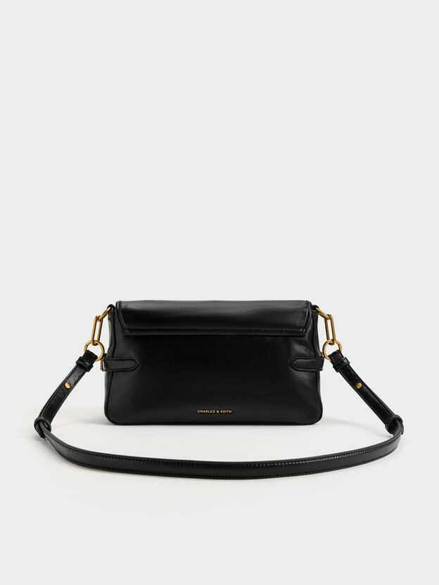 Gwynne Metallic-Buckle Belted Shoulder Bag, Black, hi-res