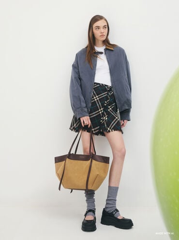 XL Calla Faux Suede Tote Bag, Sahara Sand, hi-res