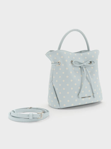 Hazel Polka-Dot Bow Bucket Bag, Sea Salt Blue, hi-res