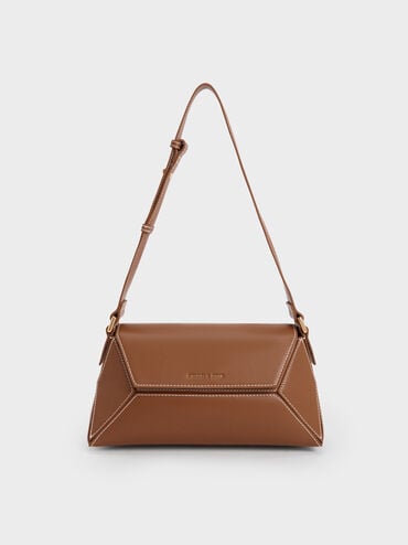 Nasrin Geometric Shoulder Bag, Chocolate, hi-res