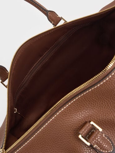 Chance Recycled Leather Bowling Bag, Chocolate, hi-res