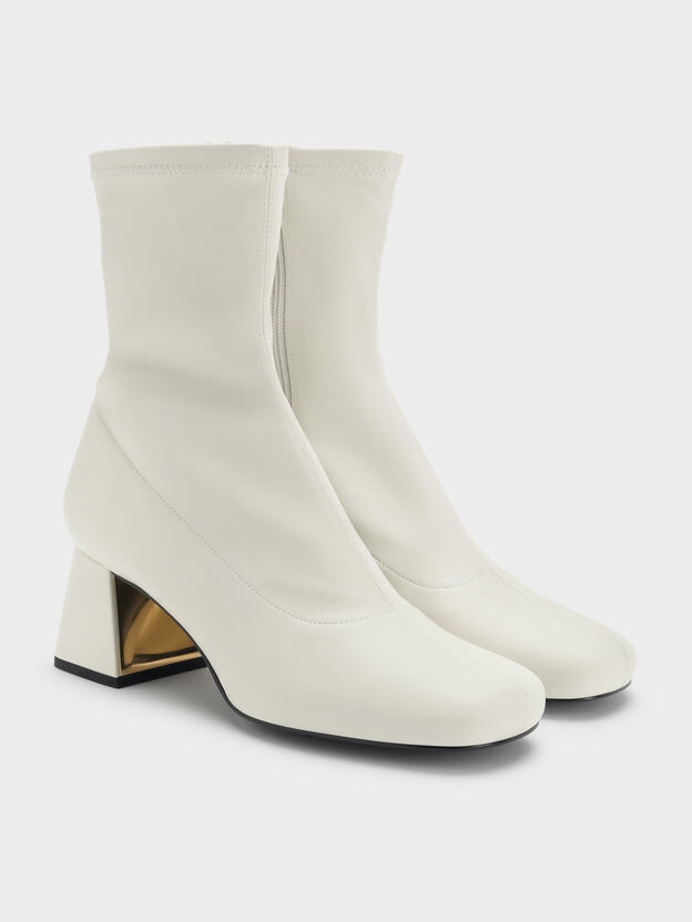 Jully Metallic Trapeze Heel Ankle Boots, Chalk, hi-res