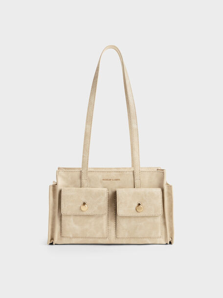 Zevon Multi-Pocket Tote Bag, Sand, hi-res