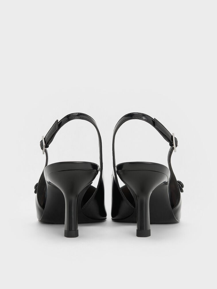 Pointed-Toe Mary Jane Slingback Pumps, Black Box Pointed-Toe Mary Jane Slingback Pumps, Black Box, hi-res