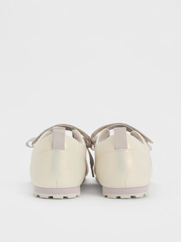 Silko Pearlescent Satin-Lace Ballet Sneakers, Chalk, hi-res
