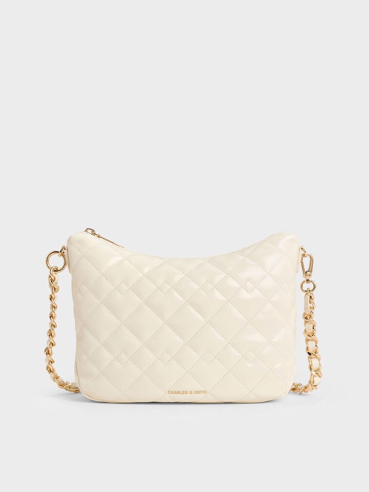 Duo Quilted Slouchy Hobo Bag, Cream, hi-res