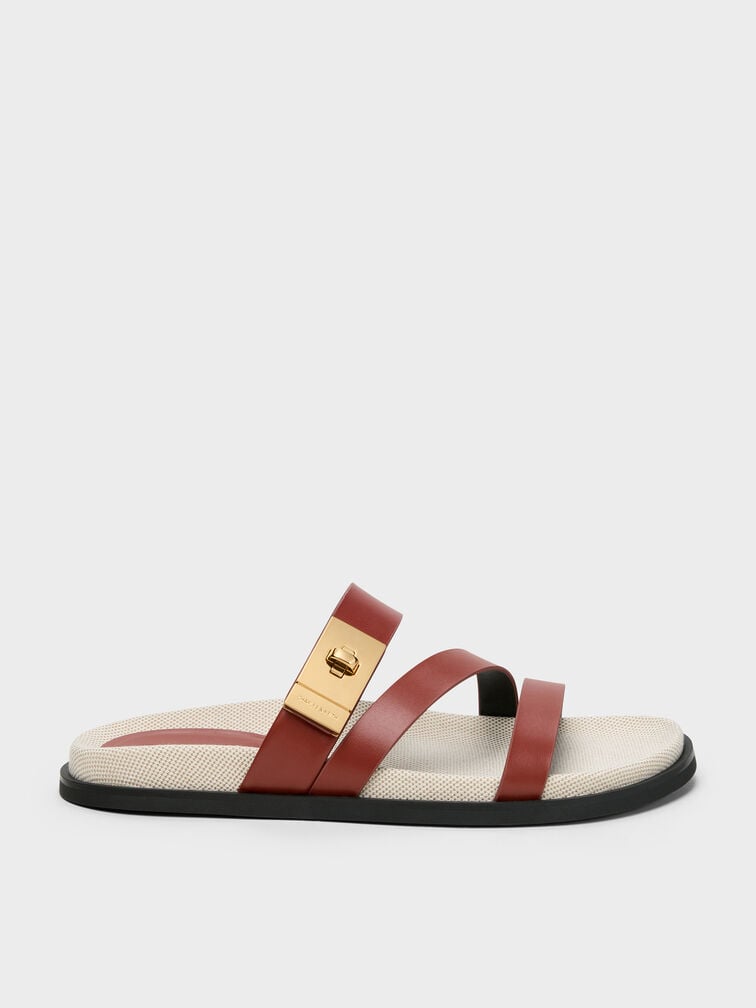 Aelin Canvas Metallic-Buckle Strappy Sandals, Multi, hi-res