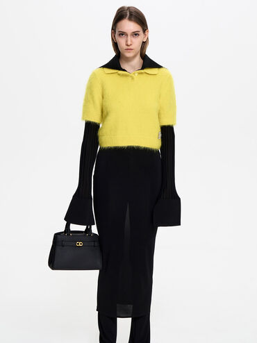 Aubrielle Metallic-Accent Belted Bag, Black, hi-res