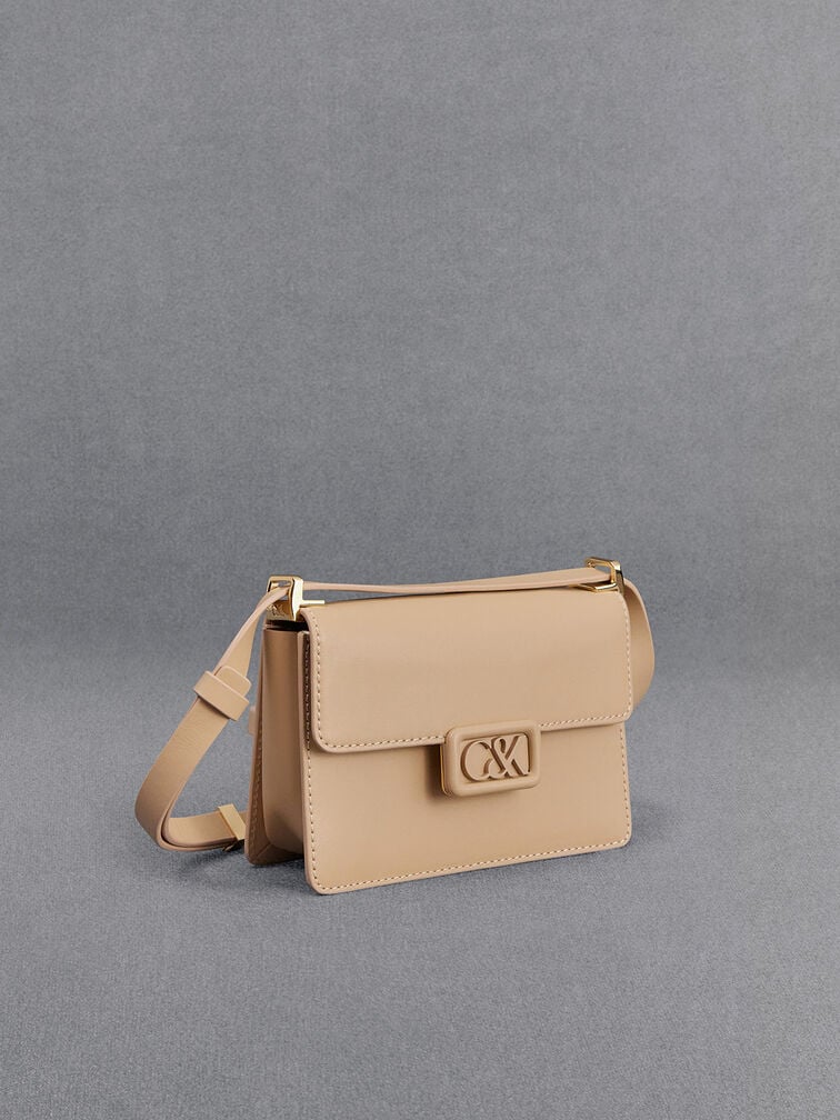 Leather Boxy Bag, Nude Leather Boxy Bag, Nude, hi-res