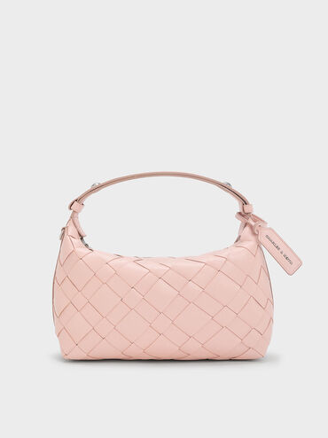 Ivette Woven Shoulder Bag, Light Pink, hi-res
