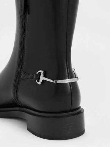 Erinna Metallic-Accent Side-Zip Ankle Boots, Black, hi-res