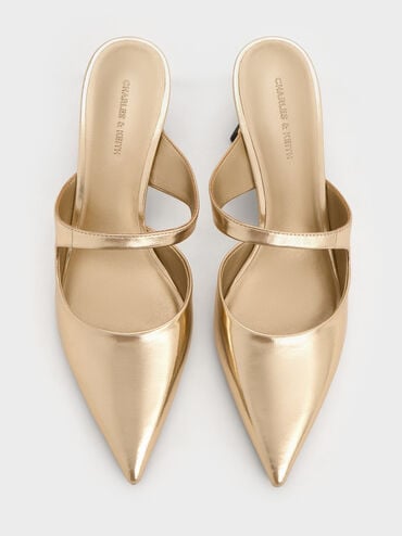 Vada Metallic Asymmetric Sculptural Heel Pumps, Light Gold, hi-res