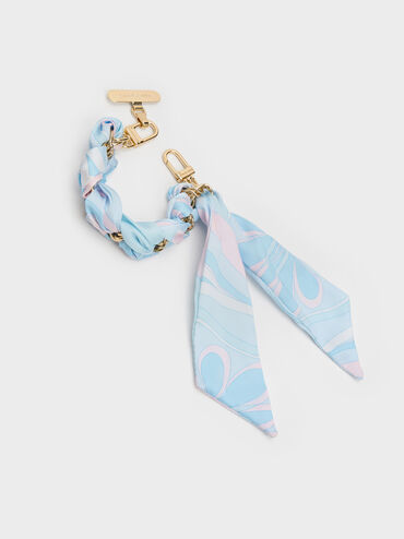 Swirl-Scarf Chain Bag Strap, Blue, hi-res