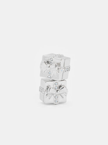 Athalia Crystal-Embellished Gift-Box Stud Earrings, Silver, hi-res
