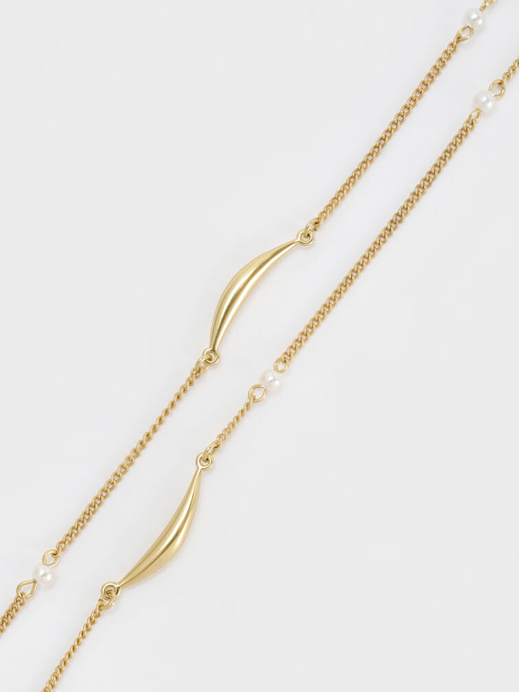 Corrine Pearl Sculptural Necklace, Brush Gold, hi-res
